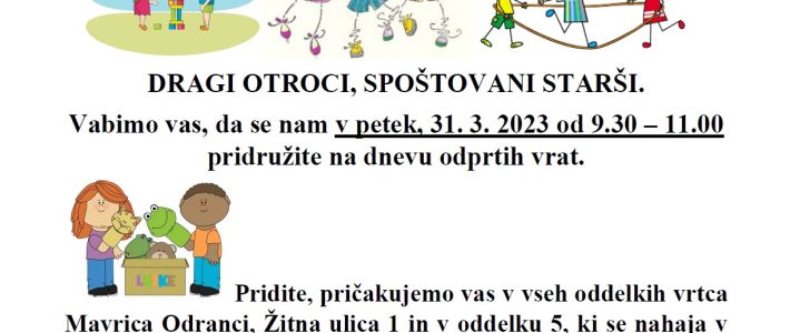 Vabilo – dan odprtih vrat